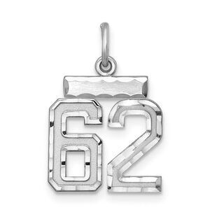 Sterling Silver, Varsity Collection, Small D/C Pendant, Number 62